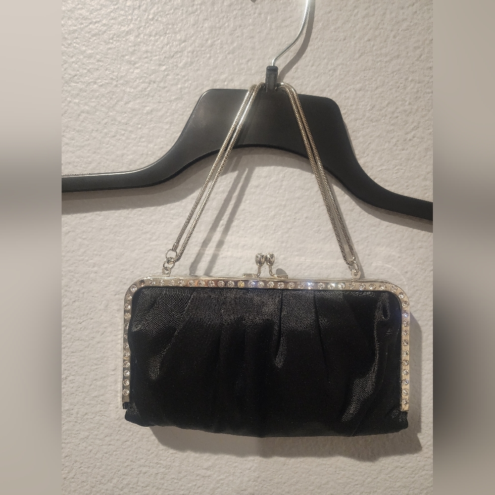 Steve Madden Black Clutch with Silver Accents